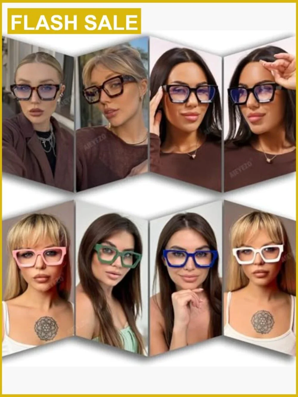 Square Thick Frame Blue Light Blocking Glasses for Women Men Oversized